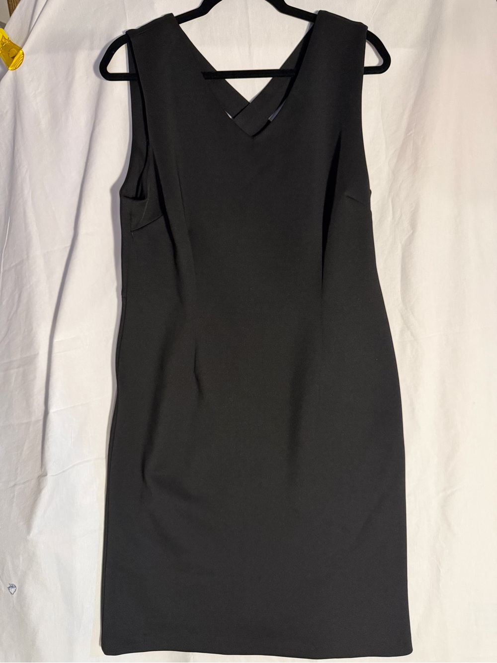 #348 Women’s Classic Black V-Neck Sheath Dress